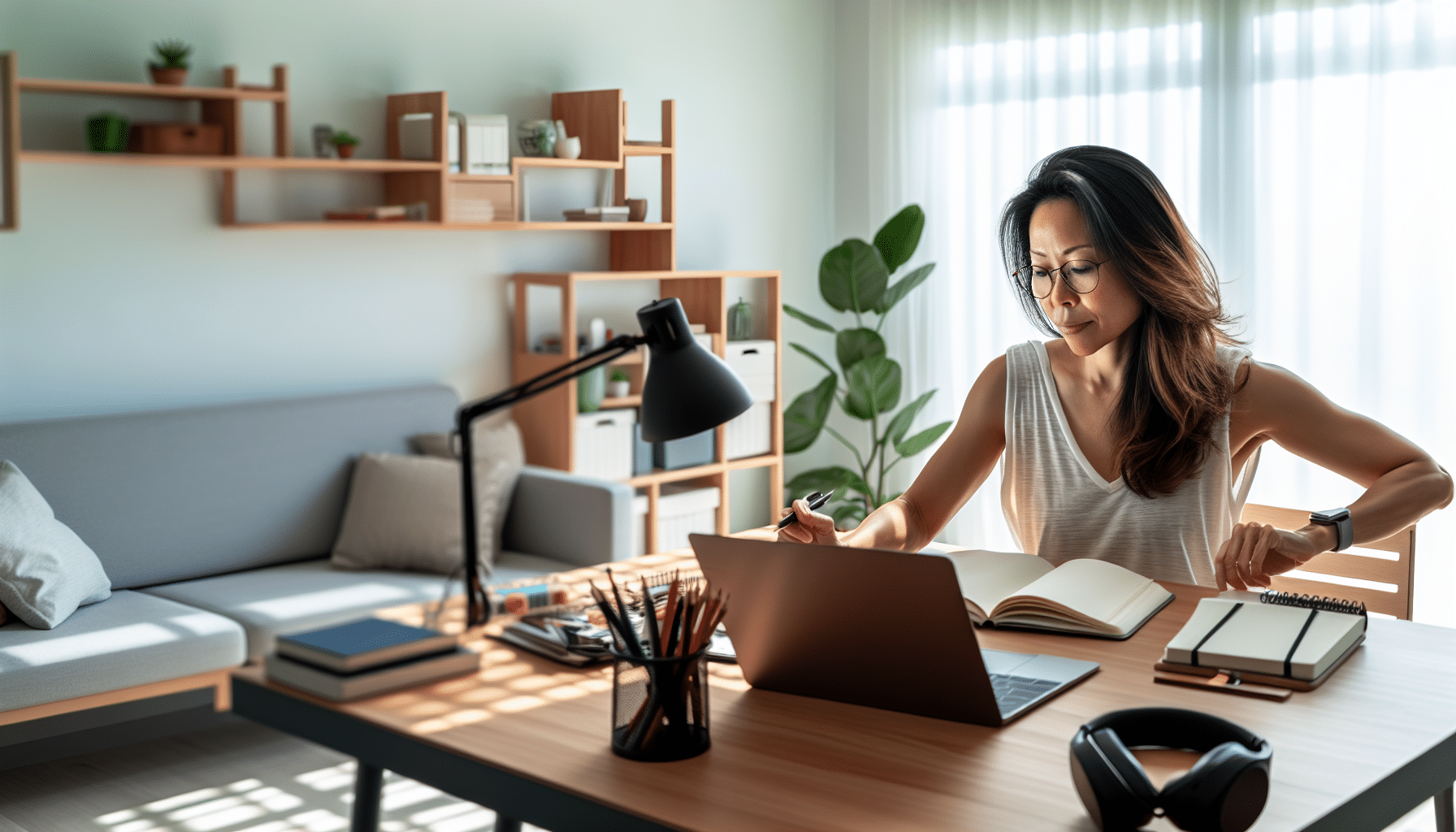 Photo of a person enjoying a productive day after a good night's sleep with deep sleep music