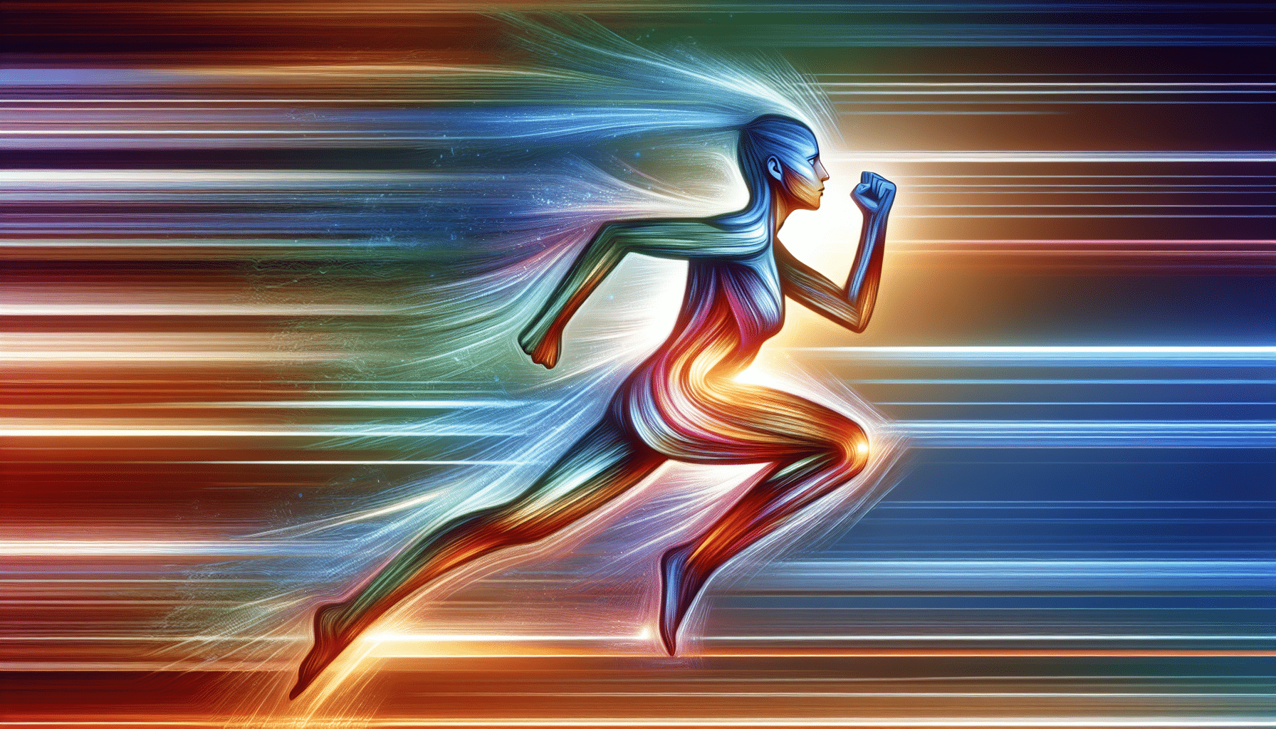 Colorful and dynamic illustration of a person in motion, representing staying motivated and moving forward