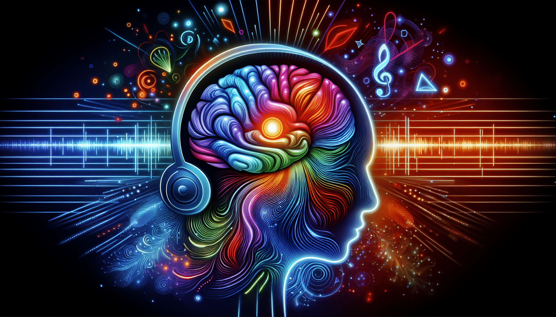 Creative and colorful illustration of a person with a glowing brain, symbolizing intellectual and creative growth