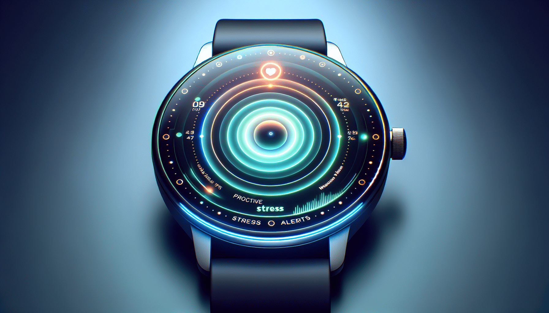 Illustration of stress management features on a smartwatch