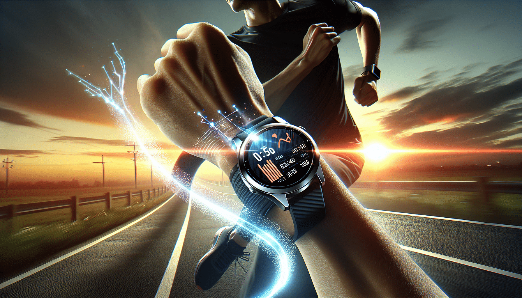 Illustration of a runner with a smartwatch