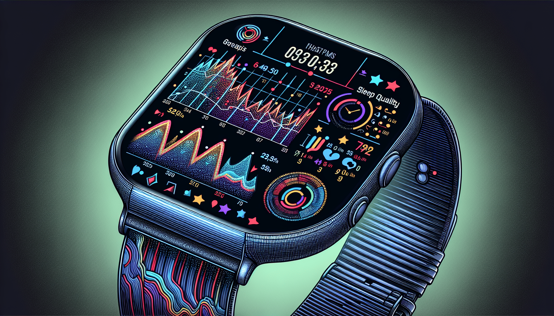 Illustration of sleep tracking on a smartwatch